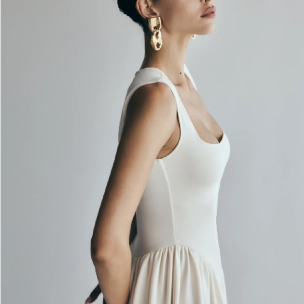 Meshki Scuba Jersey Midi Dress in Ivory - Picture 3 of 11